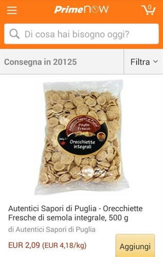 Orecchiette su Prime Now