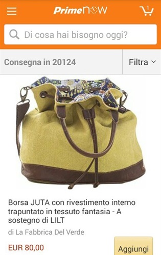 Borsa JUTA con rivestimento interno trapuntato in tessuto fantasia - A sostegno di LILT