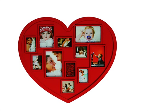 Cornice rossa in plastica, cuore, 63 x 48 cm