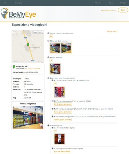 Vista azienda cliente: la scheda di una visita svolta