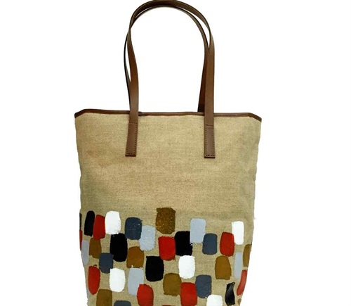 Exquisite J shopping bag lino + silicone multicolor washed Multicolor