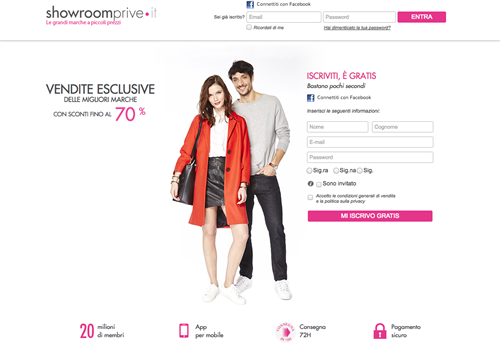 Homepage Showroomprive.it
