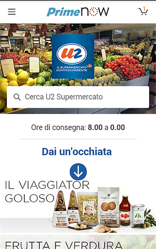 Con Prime Now da oggi Amazon consegna a Milano in un’ora anche i prodotti di U2 Supermercato