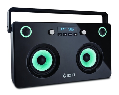 ION Audio Spectraboom BoomBox Portatile senza Fili con Altoparlanti Stereo Illuminati, Bluetooth, Radio, Batteria Ricaricabile e Powerbank