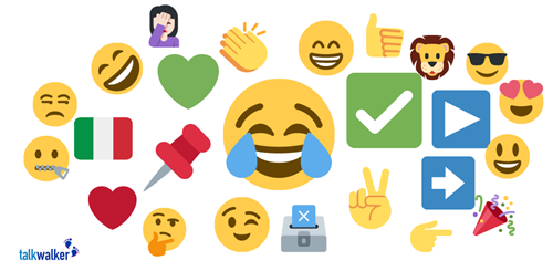 La nuvola delle emoji piu` condivise.