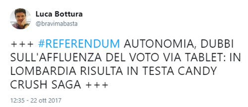 Un tweet del 22 ottobre di Luca Bottura.