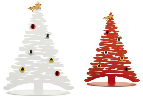 Decorazione natalizia albero Natale in acciaio con magneti in porcellana di Alessi