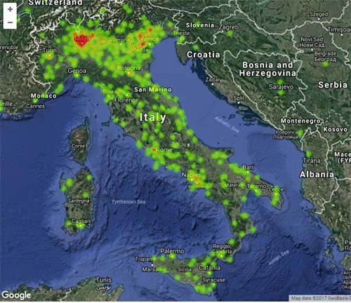 La mappa delle interazioni sui social.