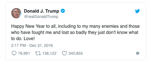 Il terzo classificato nella lista dei tweet di Trump che hanno scatenato più reazioni