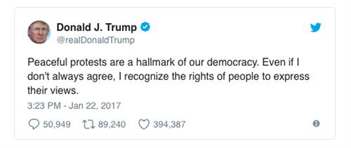 Il quarto classificato nella lista dei tweet di Trump che hanno scatenato più reazioni