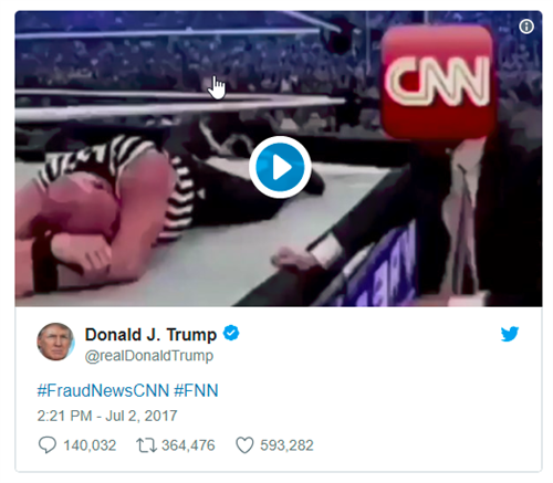 Il primo classificato nella lista dei tweet di Trump che hanno scatenato più reazioni.