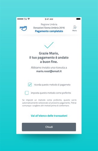 Le fasi di pagamento su mobile con il nuovo PagoPA: il pagamento è concluso
