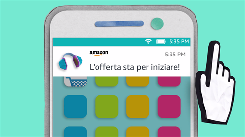 Notifiche attraverso l'app Amazon per Prime Day 