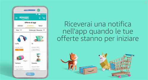 Notifiche attraverso l'app Amazon per Prime Day