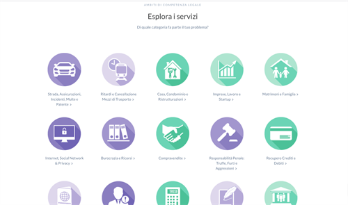 Schermata delle categorie di JustAvv