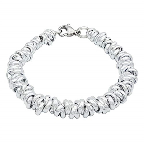 Bracciale stile dodo nodini intrecciato per donna in alluminio e acciaio Dorato Argentato Bronzo Fumè 6 mm