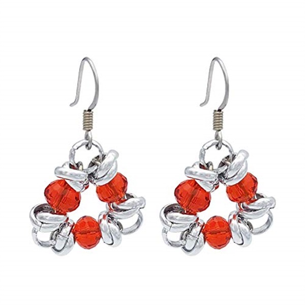 Orecchini da donna con pendenti in acciaio alluminio e cristallo fatti a mano Rosso Nero Giallo Trasparente Azzurro Verde