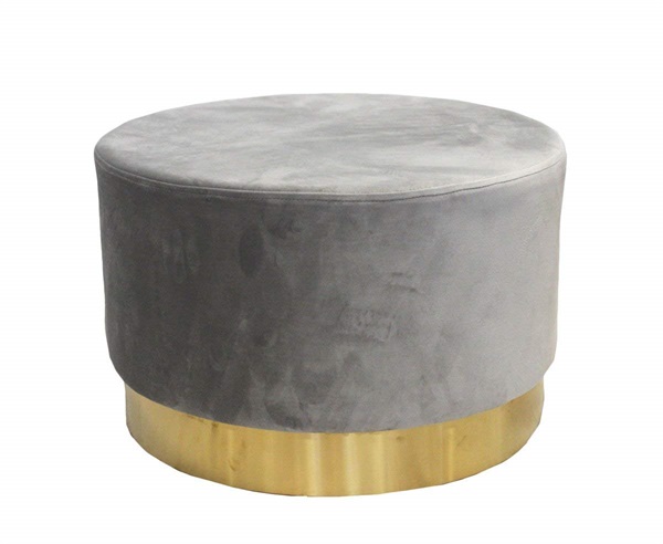 Pouf tondo color grigio per soggiorno in elegante velluto LINEA SOFT di Keyhomestore.