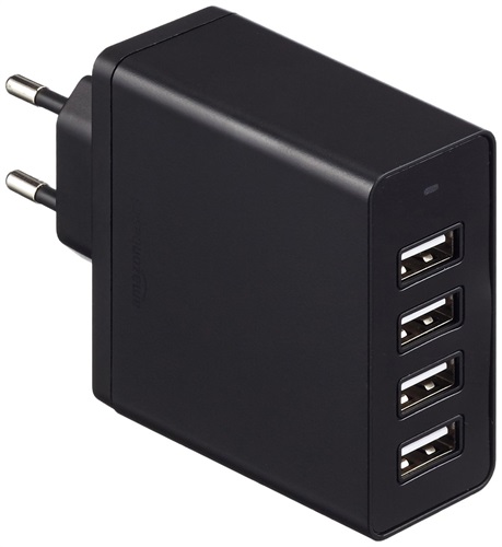 AmazonBasics - Caricabatterie da parete, 4 porte USB.