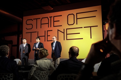 I fondatori di State of the Net: da sinistra, Paolo Valdemarin, Beniamino Pagliaro e Sergio Maistrello - Credit Daniele Braida per State of the Net 