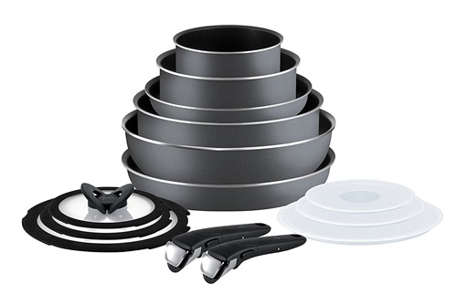 Lagostina Ingenio Essential Batteria di Pentole, Alluminio, Nero.