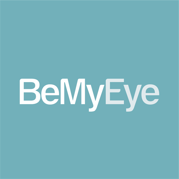 BeMyEye logo bianco su fondo verde
