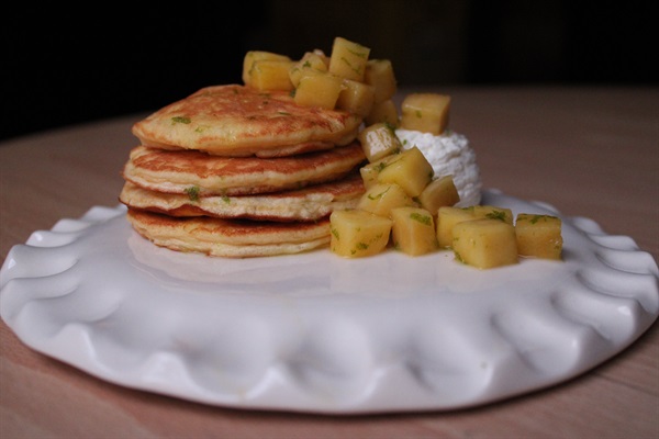 Pancakes al mango essiccato Happy Belly con Crema al Mascarpone.JPG