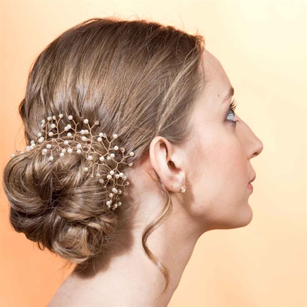 Accessorio capelli sposa perle cristalli Swarovski rosa - La Bottega Liventina