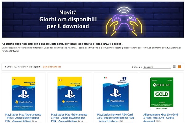 Amazon annuncia la disponibilità di Videogame
e Software in formato digitale su Amazon.it