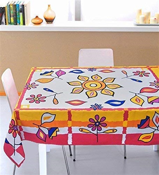 KUTEX tovaglia italiana rettangolare in 100% cotone BARBABLÙ Made in Italy con stampa eco-friendly con colori vivaci e fiori geometrici Bianco/Rosso
.jpg