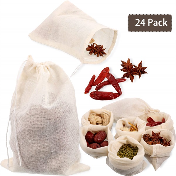 Pezzi Riutilizzabili Borse per Zuppe di Cotone Coulisse