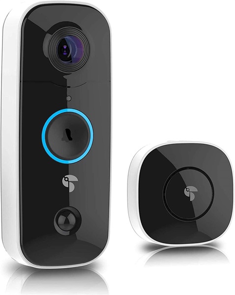 TOUCAN - Video Campanello Intelligente Wireless, videocamera di Sicurezza WiFi Full HD con rilevamento del Movimento a 180 Gradi, suoneria per Interni, Visione Notturna, Wi-Fi 2.4Ghz
