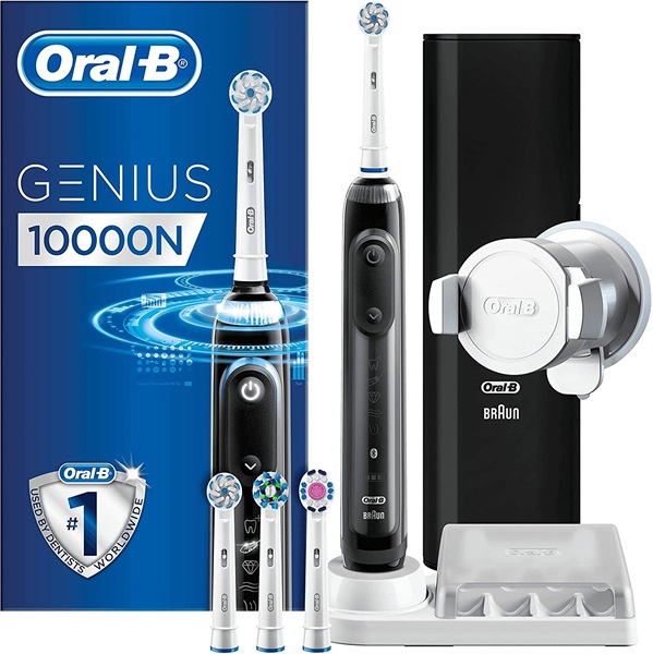 Oral-B Genius 10000N Spazzolino Elettrico Ricaricabile Nero, 4 Testine