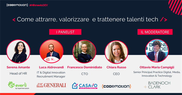 “Come attrarre, valorizzare e trattenere i talenti tech”, primo incontro online #HRmeetsDEV di Codemotion