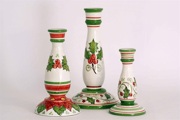 Set 3 candelieri in ceramica di Caltagirone Made in Italy