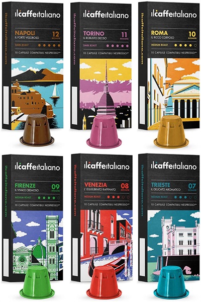 Il Caffè Italiano - 60 Capsule compatibili Nespresso - Kit Degustazione tour d’Italia con varie intensità

