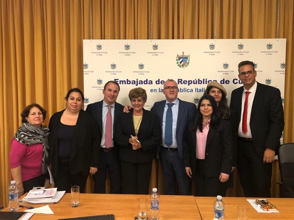 La delegazione del MINCEX con i rappresentanti UNIDO e l'Ambasciatore Cubano in Italia, S.E. José Carlos Rodriguez Ruiz
