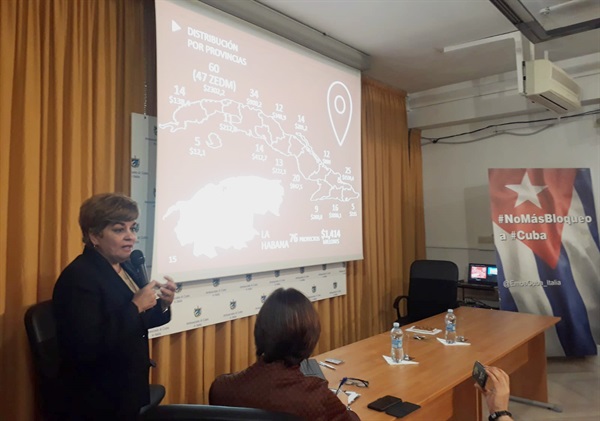 The DG of Foreign Investment at MINCEX, Mrs. Déborah Rivas Saavedra, held a presentation at the Embassy of Cuba in Rome