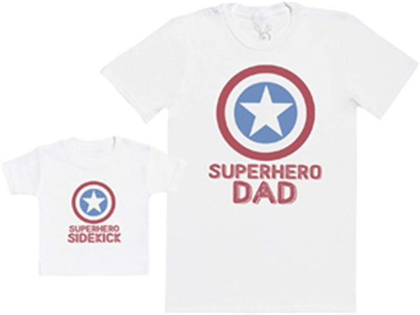 Completo papà & Bimbo Abbinato, Composto da Un T-Shirt Bimbo Cotone e Una T-Shirt Uomo Cotone