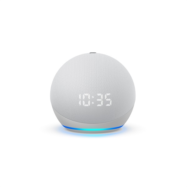 Echo Dot con orologio bianco ghiaccio
