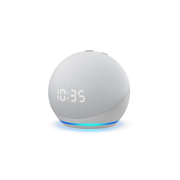 Echo Dot con orologio bianco ghiaccio