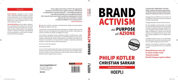 Copertina e quarta di copertina del libro 
 Brand Activism. Dal purpose all’azione