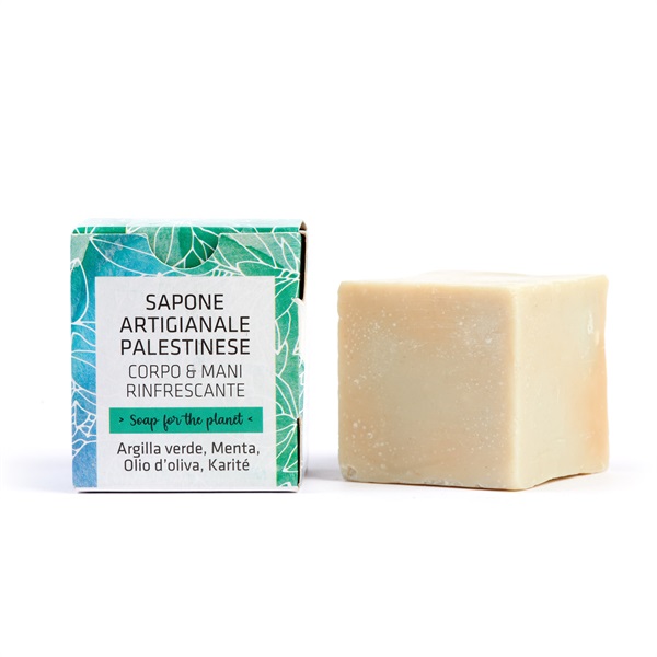 Sapone artigianale palestinese – Rinfrescante – argilla verde, menta,  olio d’oliva e karité
