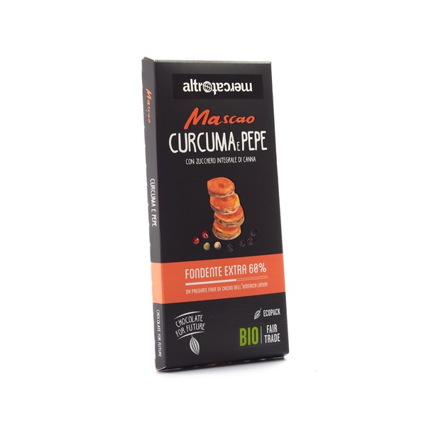 Cioccolato Mascao fondente extra con curcuma e pepe - bio -100g 
