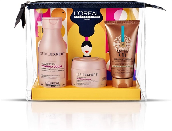 15.	Pochette travel size con kit di bellezza per capelli di L’Oréal Professionnel Paris