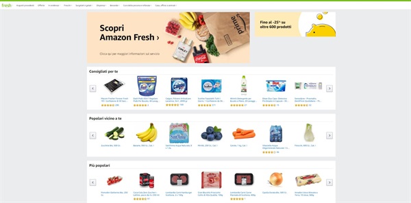 Amazon Fresh da oggi  è disponibile per i clienti Amazon Prime di Roma