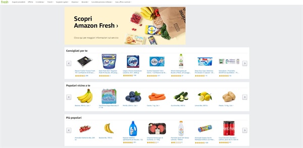 Amazon Fresh da oggi  è disponibile per i clienti Amazon Prime di Roma