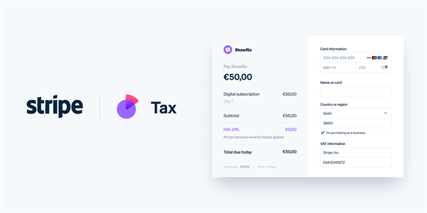 L'interfaccia di Stripe Tax