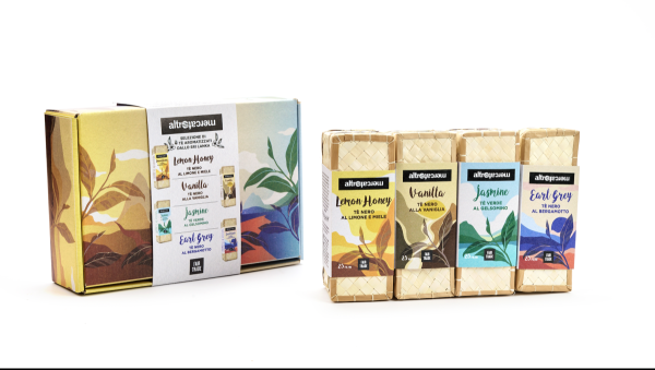 Confezione regalo tè in cestino 4 gusti