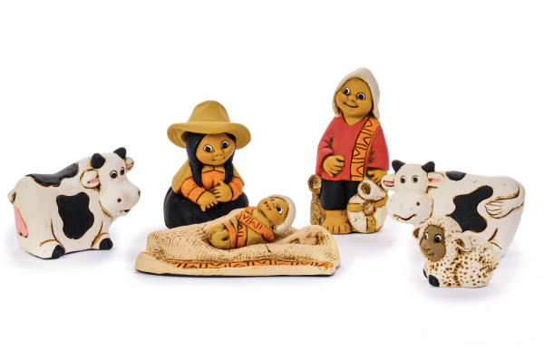 Presepe CON LE MUCCHE, 6+1 fig. in ceramica